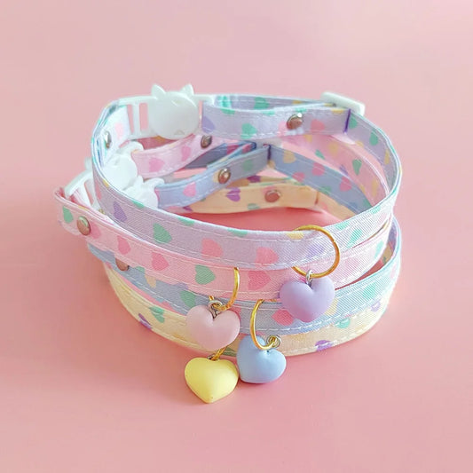 Adjustable Beauty Cat Pet Collar Fashon Fresh Dog Necklace Cute Kitten Puppy Heart Star Printed Pendant Cat Accessories Supplies