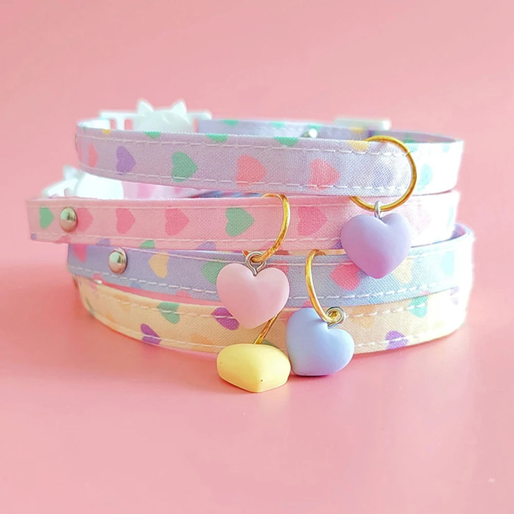 Adjustable Beauty Cat Pet Collar Fashon Fresh Dog Necklace Cute Kitten Puppy Heart Star Printed Pendant Cat Accessories Supplies