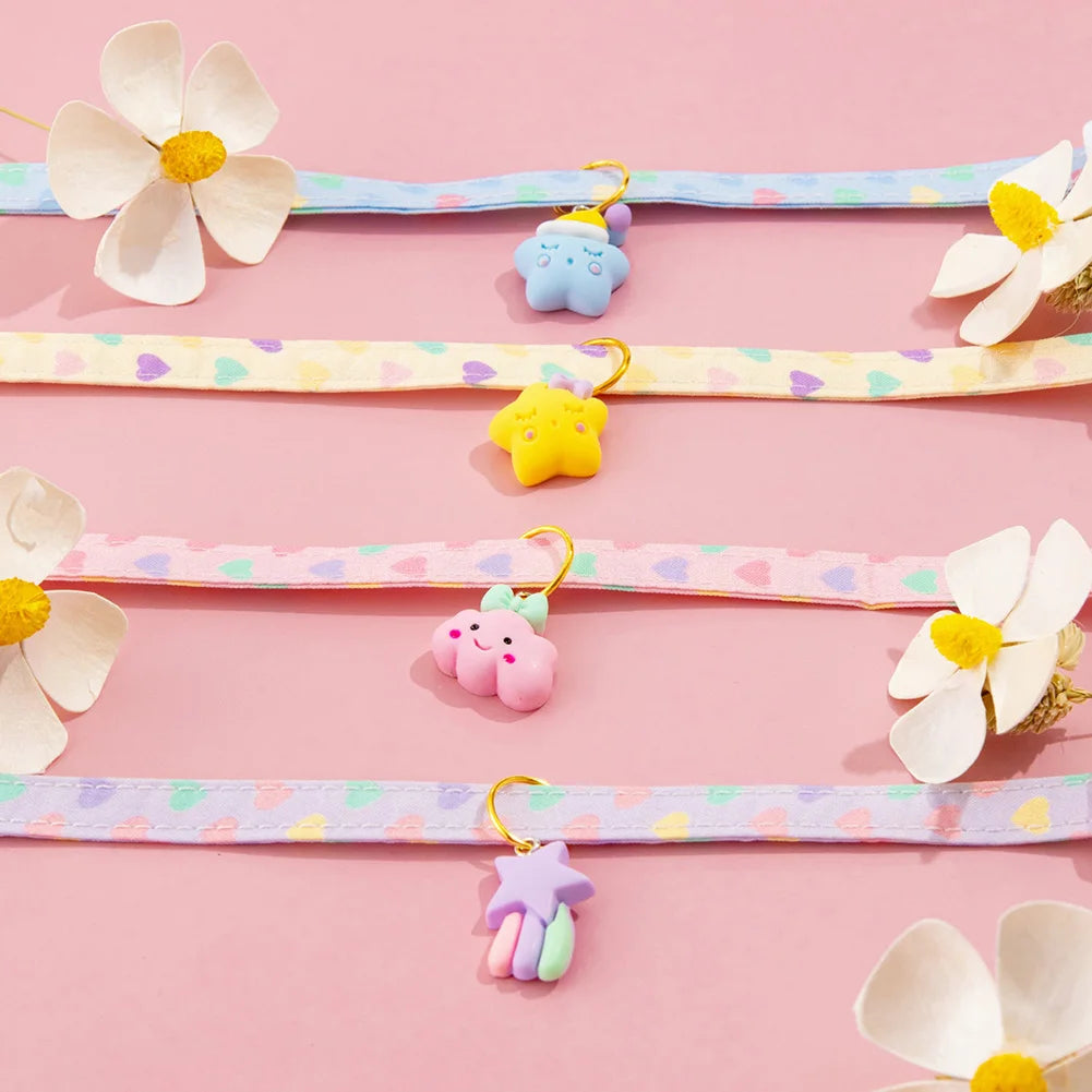 Adjustable Beauty Cat Pet Collar Fashon Fresh Dog Necklace Cute Kitten Puppy Heart Star Printed Pendant Cat Accessories Supplies
