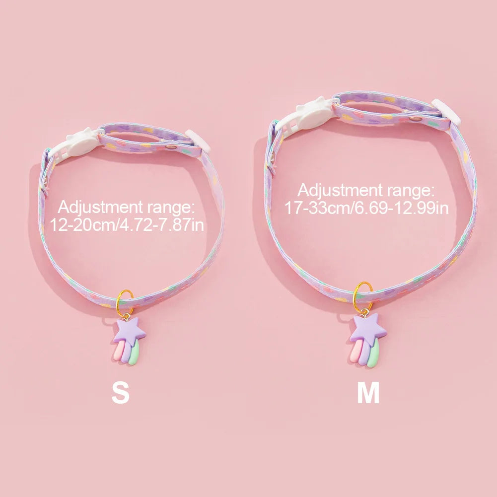 Adjustable Beauty Cat Pet Collar Fashon Fresh Dog Necklace Cute Kitten Puppy Heart Star Printed Pendant Cat Accessories Supplies