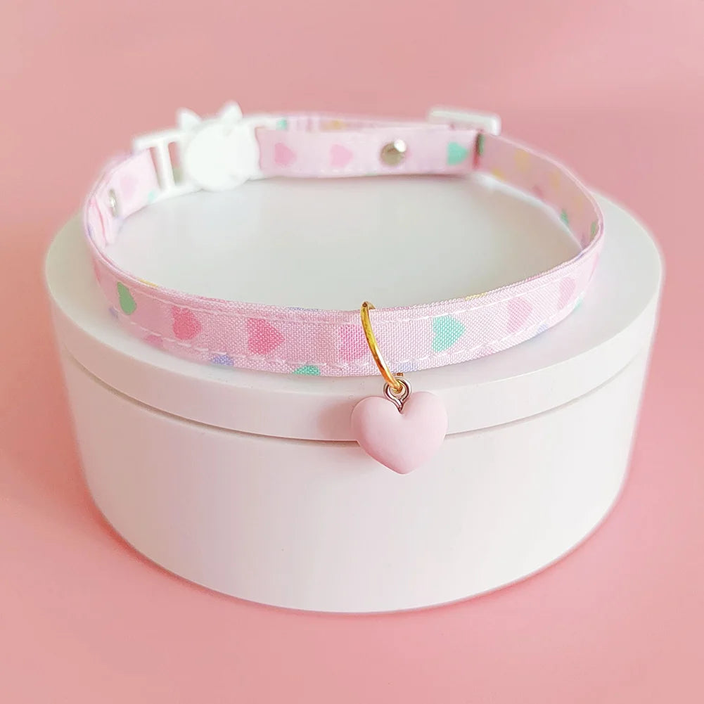 Adjustable Beauty Cat Pet Collar Fashon Fresh Dog Necklace Cute Kitten Puppy Heart Star Printed Pendant Cat Accessories Supplies