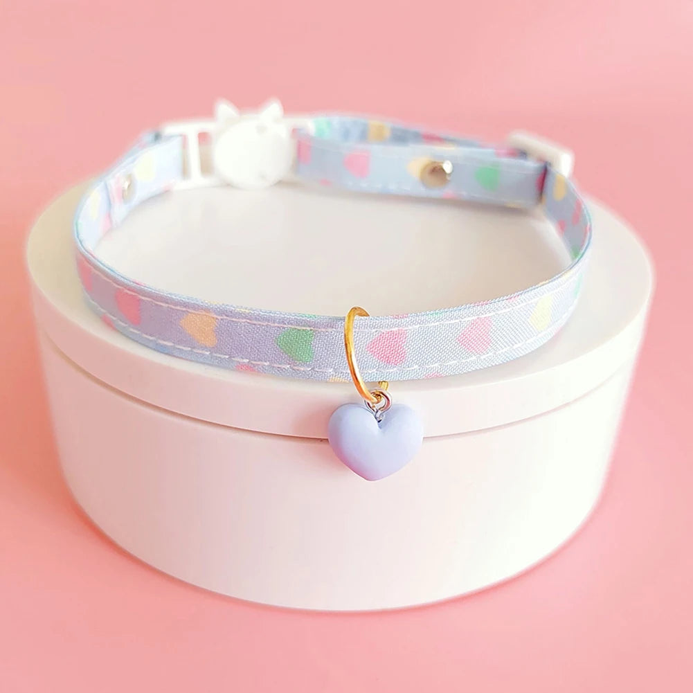 Adjustable Beauty Cat Pet Collar Fashon Fresh Dog Necklace Cute Kitten Puppy Heart Star Printed Pendant Cat Accessories Supplies