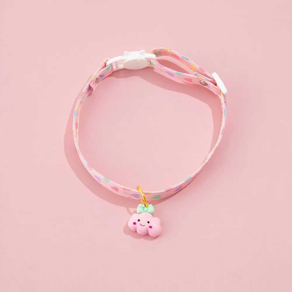 Adjustable Beauty Cat Pet Collar Fashon Fresh Dog Necklace Cute Kitten Puppy Heart Star Printed Pendant Cat Accessories Supplies