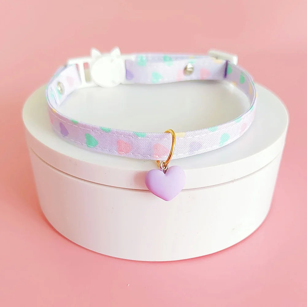 Adjustable Beauty Cat Pet Collar Fashon Fresh Dog Necklace Cute Kitten Puppy Heart Star Printed Pendant Cat Accessories Supplies