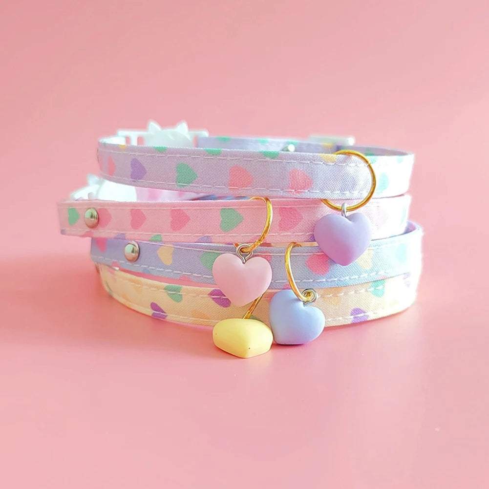 Adjustable Beauty Cat Pet Collar Fashon Fresh Dog Necklace Cute Kitten Puppy Heart Star Printed Pendant Cat Accessories Supplies