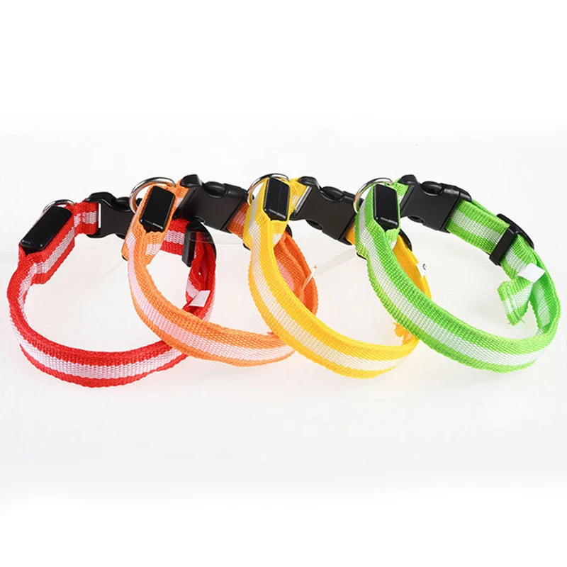 Nylon LED Night Safety Flashing Glow In The Dark Dog Leash Dogs Luminous Fluorescent Pet Dog Collar