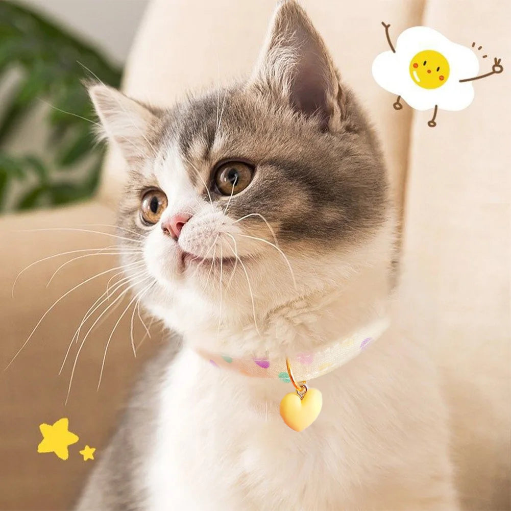 Adjustable Beauty Cat Pet Collar Fashon Fresh Dog Necklace Cute Kitten Puppy Heart Star Printed Pendant Cat Accessories Supplies
