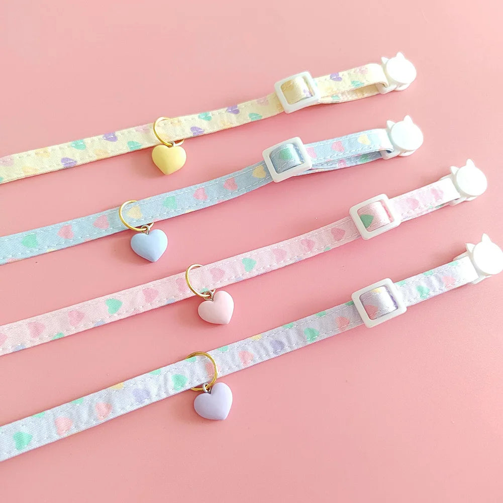 Adjustable Beauty Cat Pet Collar Fashon Fresh Dog Necklace Cute Kitten Puppy Heart Star Printed Pendant Cat Accessories Supplies